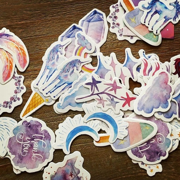 Dreamy Fairytale, Pastel Unicorn Stickers, 46 Deco Stickers - Picture 6 of 9